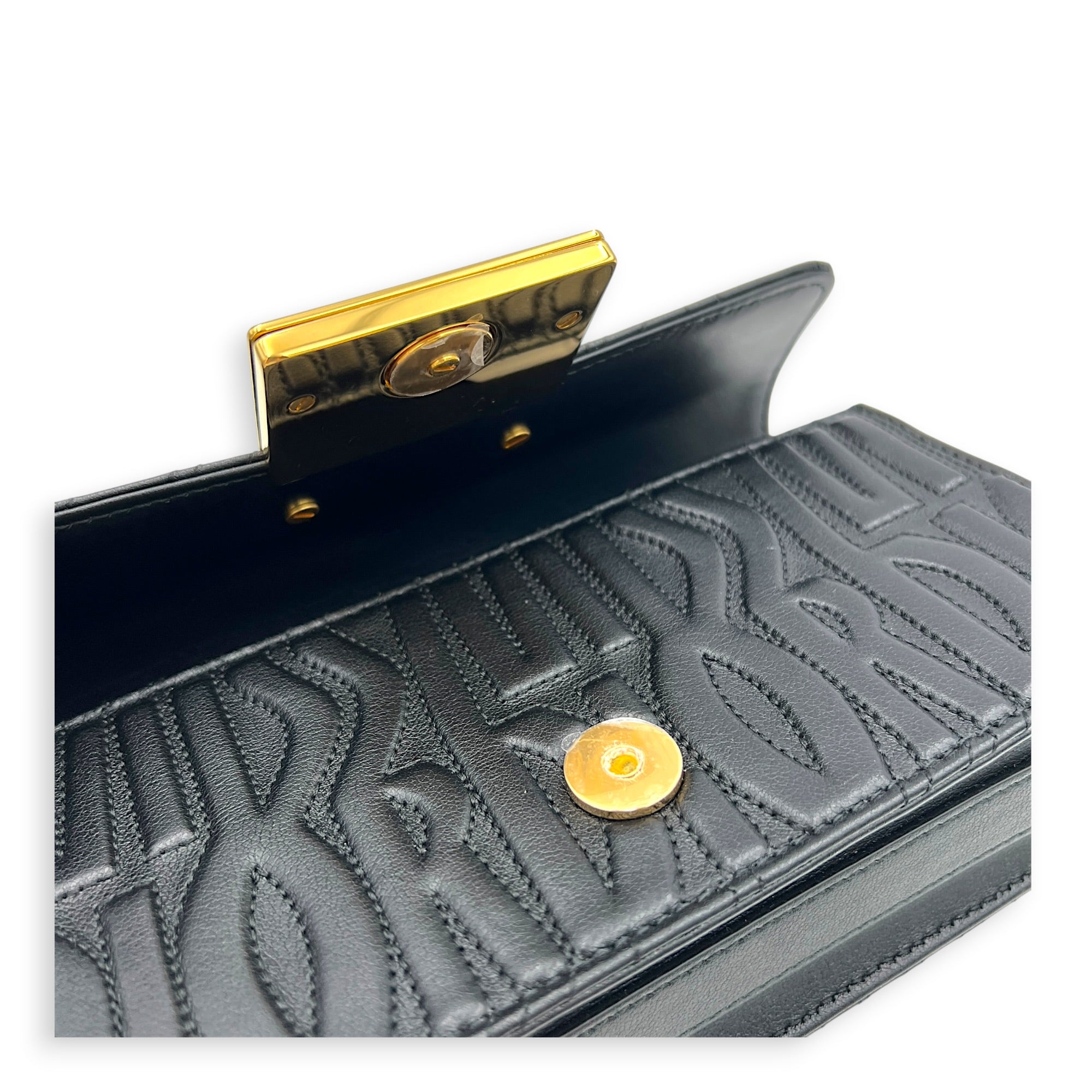 Miss Dior Allover Shoulder Bag Black in Calfskin, Gold hardware