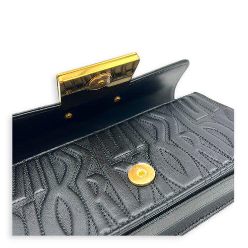 Miss Dior Allover Shoulder Bag Black in Calfskin, Gold hardware