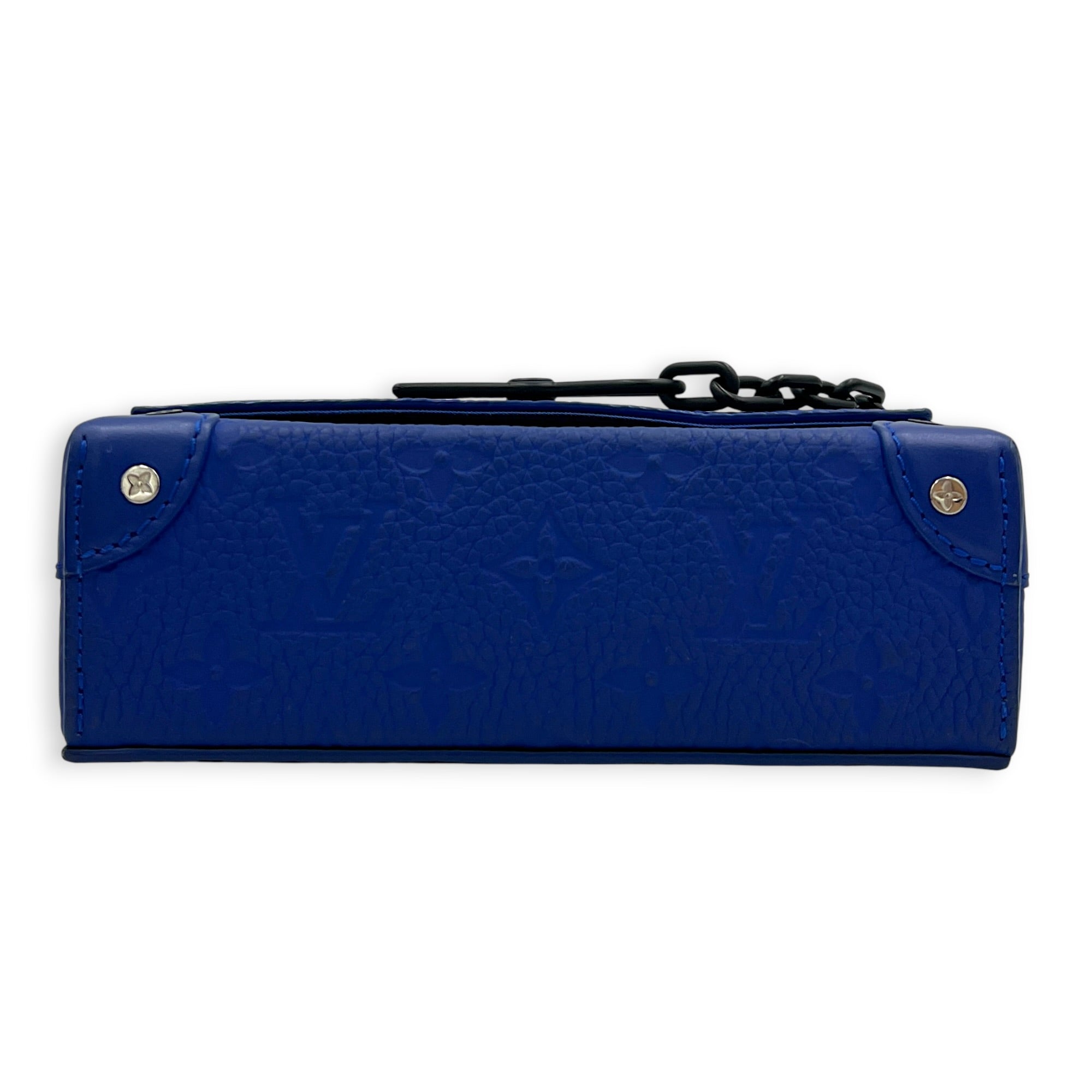 Steamer Wearable Wallet Shoulder Bag Blue in Taurillon Leather, Black hardware