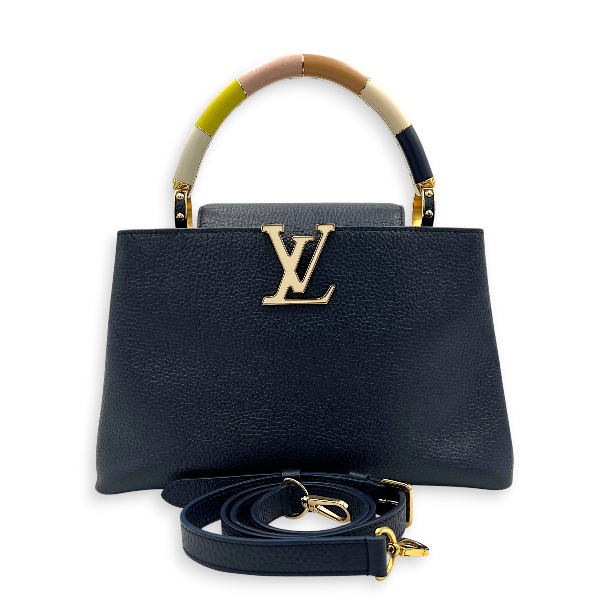 Capucines MM Kintsugi Top Handle Bag in Calfskin, Gold hardware