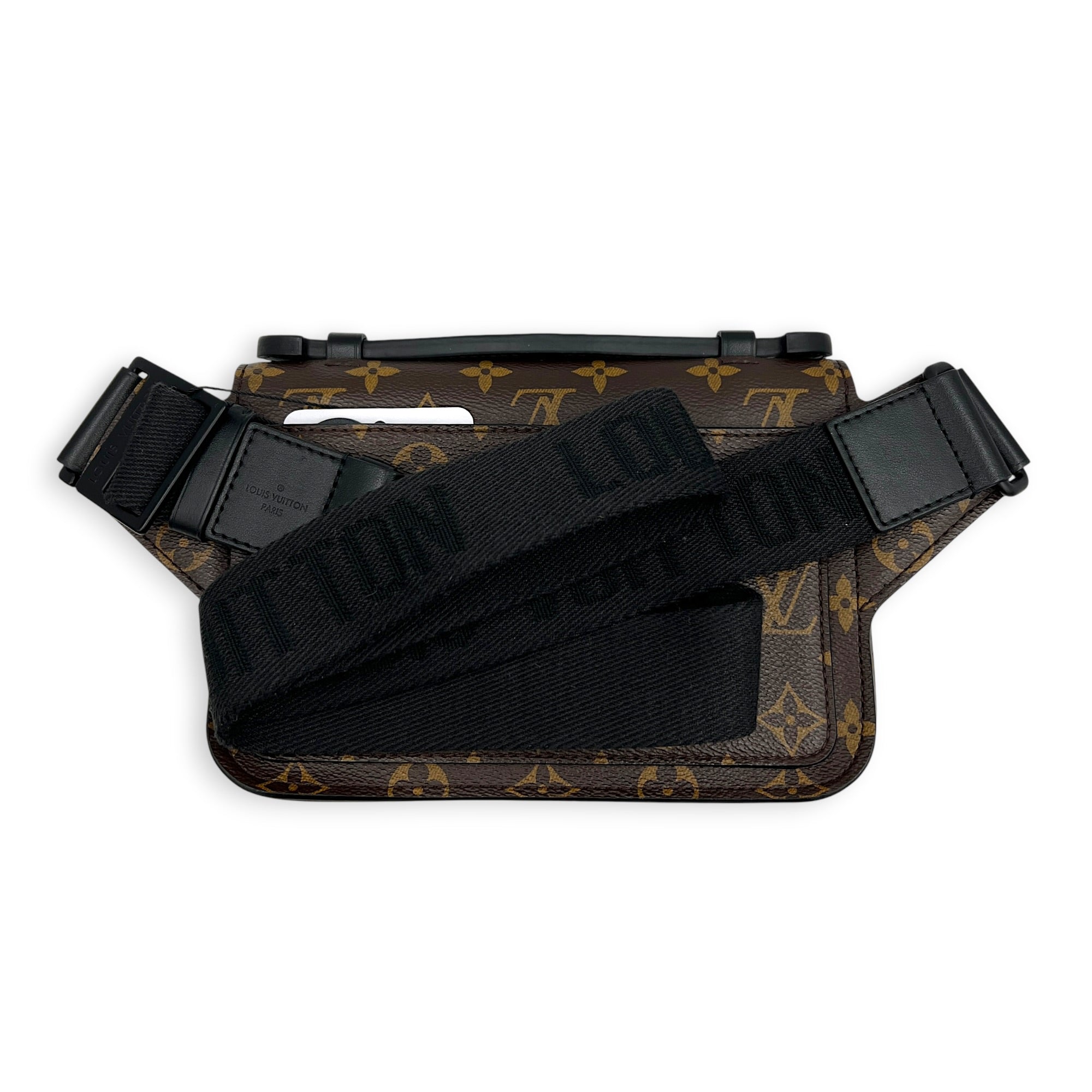 S-Lock Crossbody Bag Brown in Monogram Coated Canvas, Black hardware