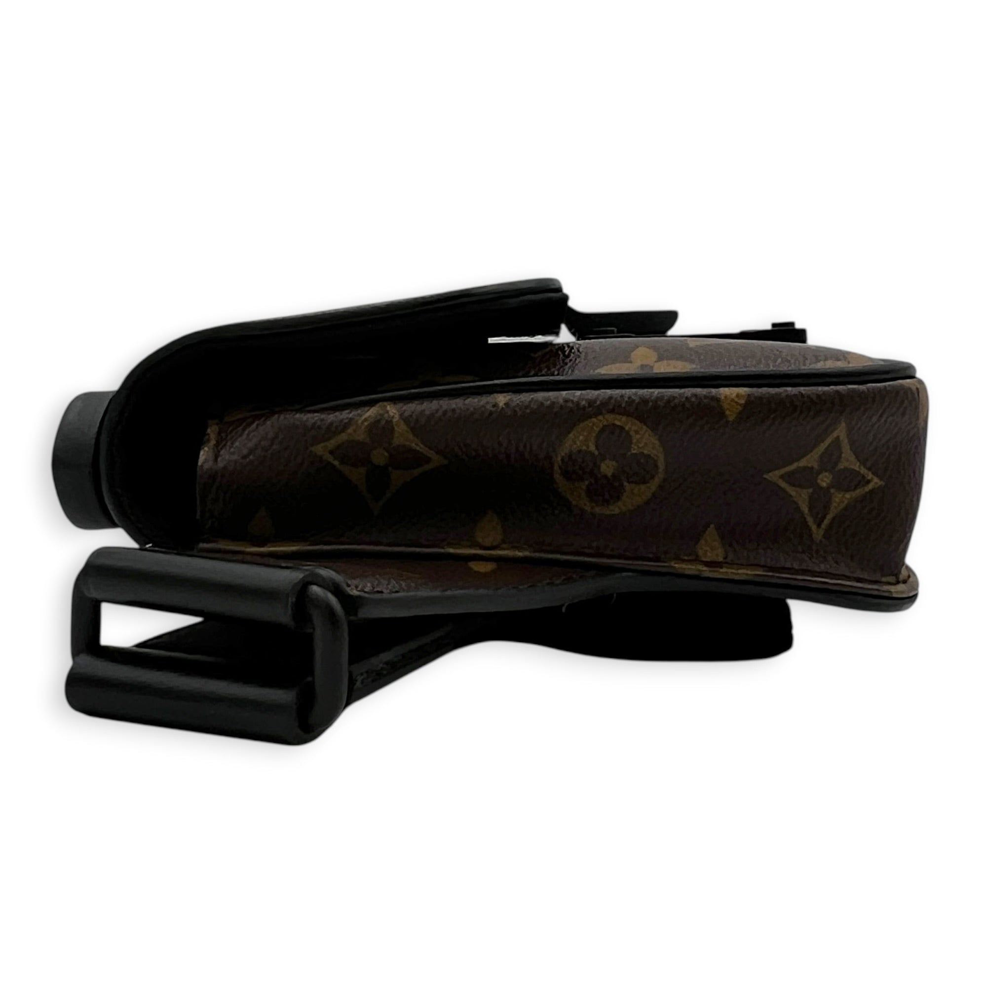 S-Lock Crossbody Bag Brown in Monogram Coated Canvas, Black hardware