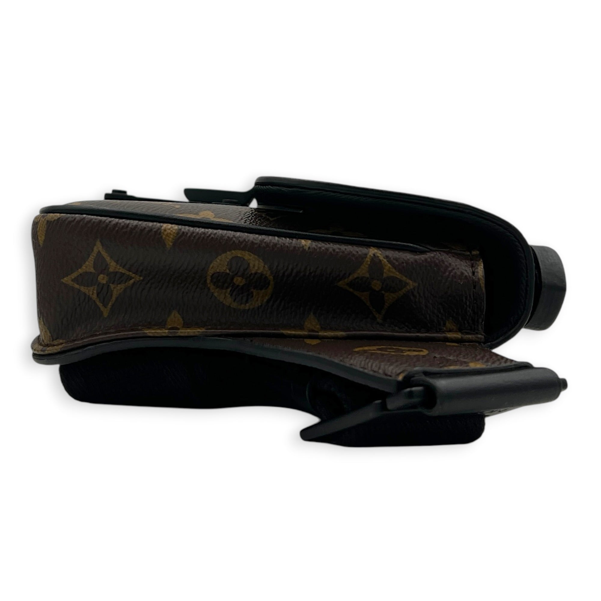 S-Lock Crossbody Bag Brown in Monogram Coated Canvas, Black hardware