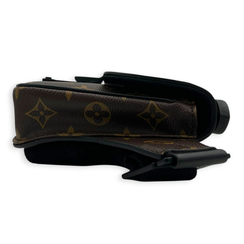 S-Lock Crossbody Bag Brown in Monogram Coated Canvas, Black hardware
