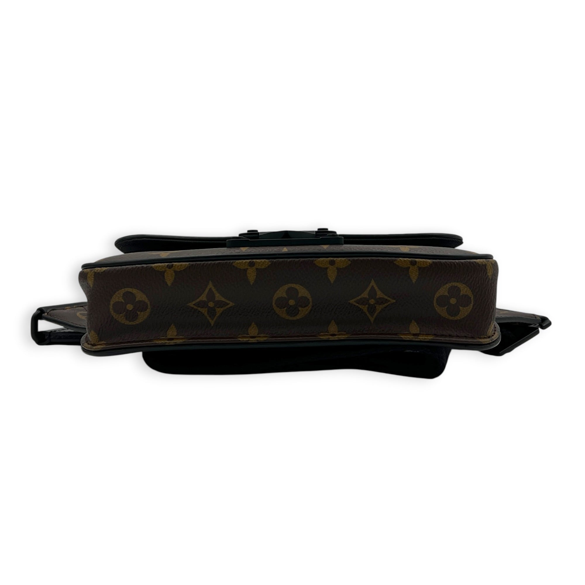 S-Lock Crossbody Bag Brown in Monogram Coated Canvas, Black hardware