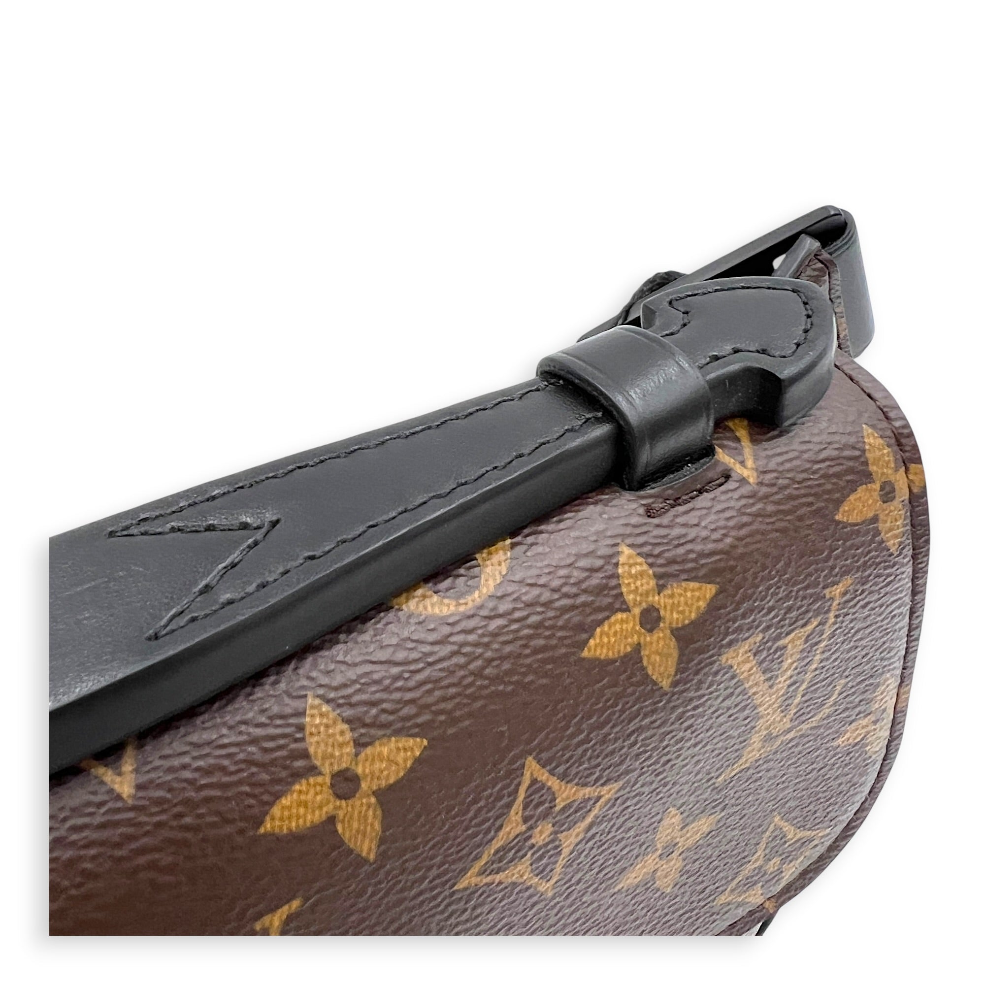 S-Lock Crossbody Bag Brown in Monogram Coated Canvas, Black hardware