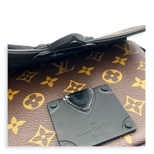 S-Lock Crossbody Bag Brown in Monogram Coated Canvas, Black hardware