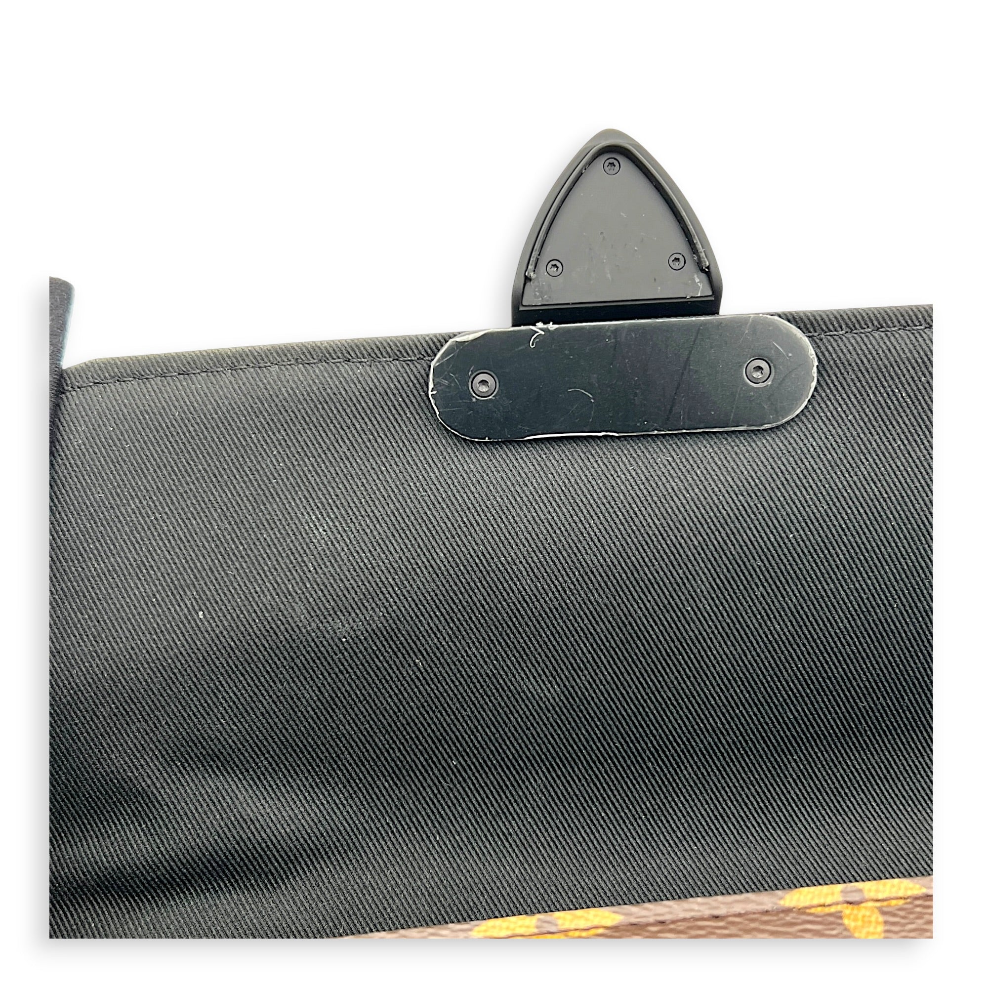 S-Lock Crossbody Bag Brown in Monogram Coated Canvas, Black hardware