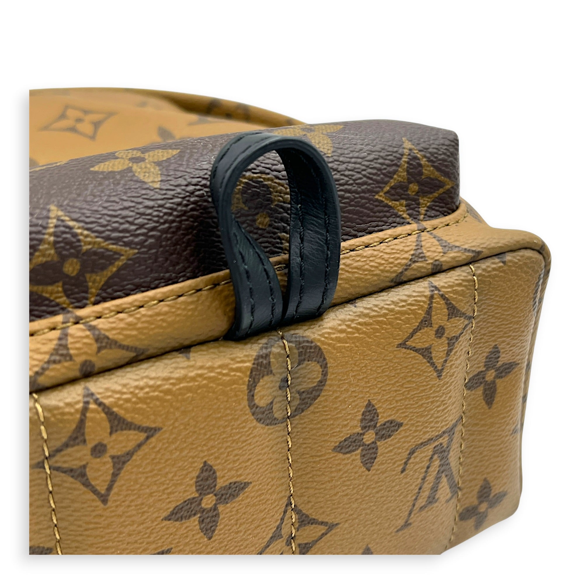 Palm Springs Mini Brown Backpack in Monogram Coated Canvas, Gold hardware