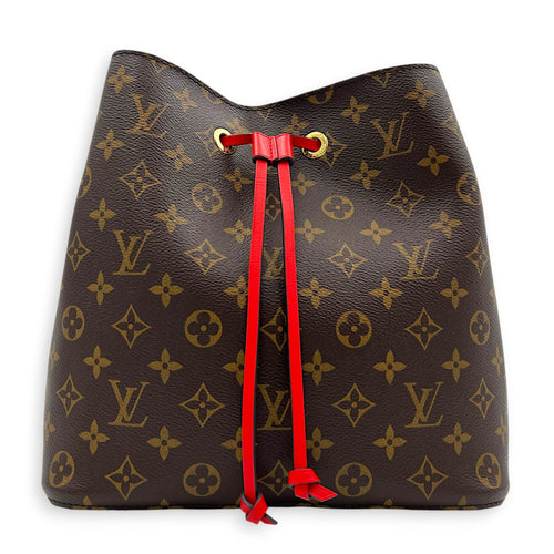 NeoNoe Bucket Bag Brown in Monogram Coated Canvas, Gold hardware