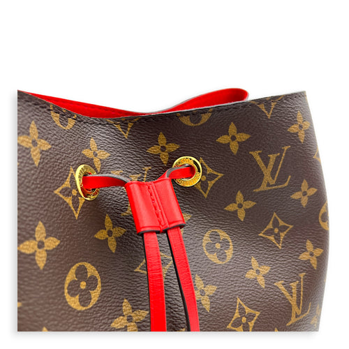 NeoNoe Bucket Bag Brown in Monogram Coated Canvas, Gold hardware