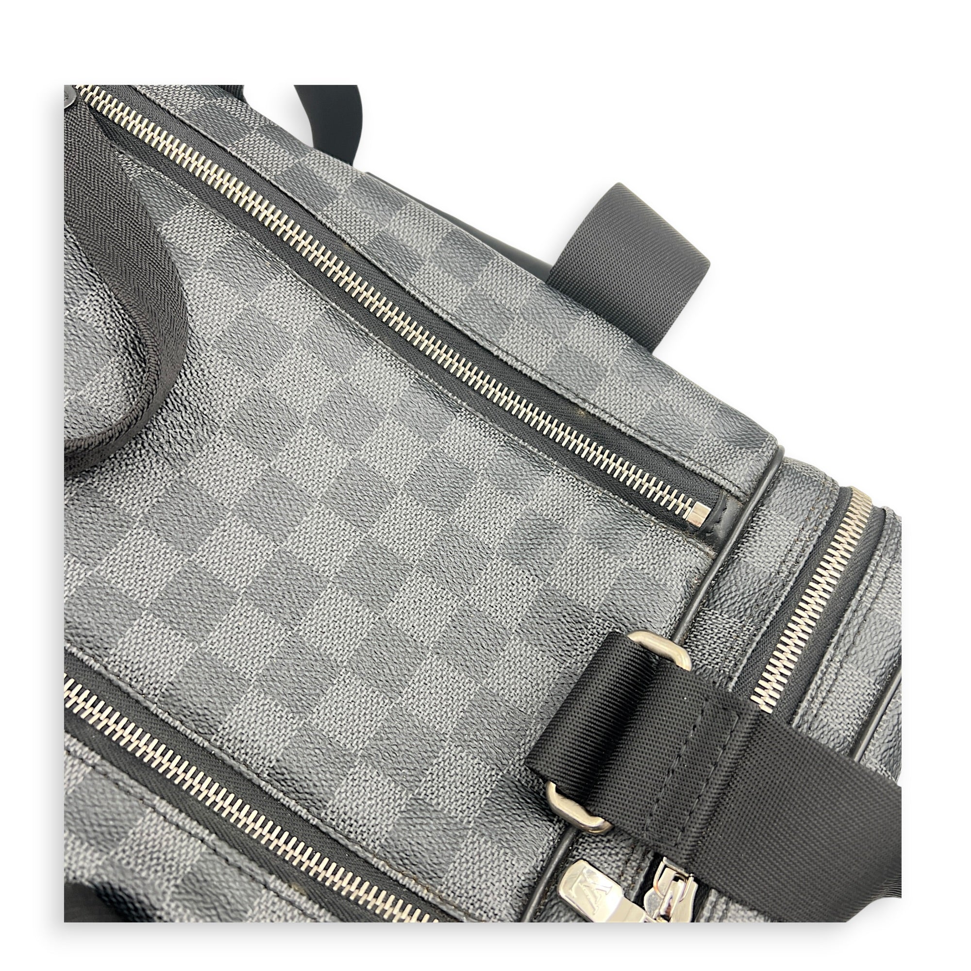 ICare Top Handle Bag Black in Coated Canvas, Silver hardware