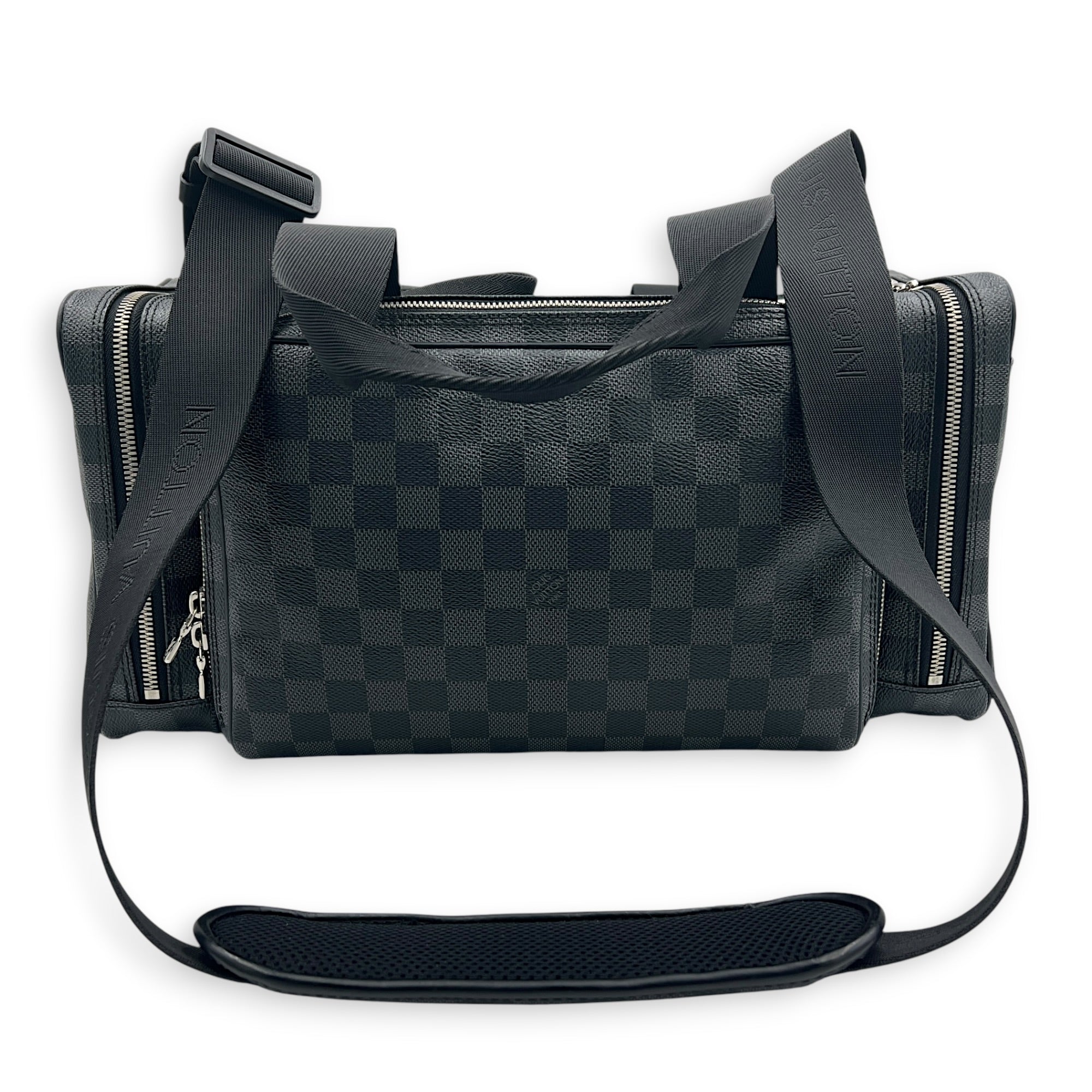 ICare Top Handle Bag Black in Coated Canvas, Silver hardware