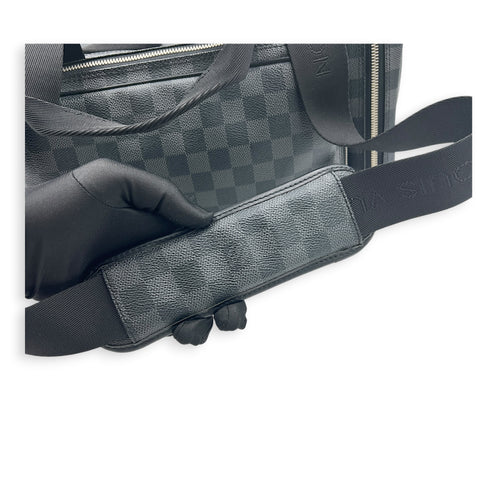 ICare Top Handle Bag Black in Coated Canvas, Silver hardware