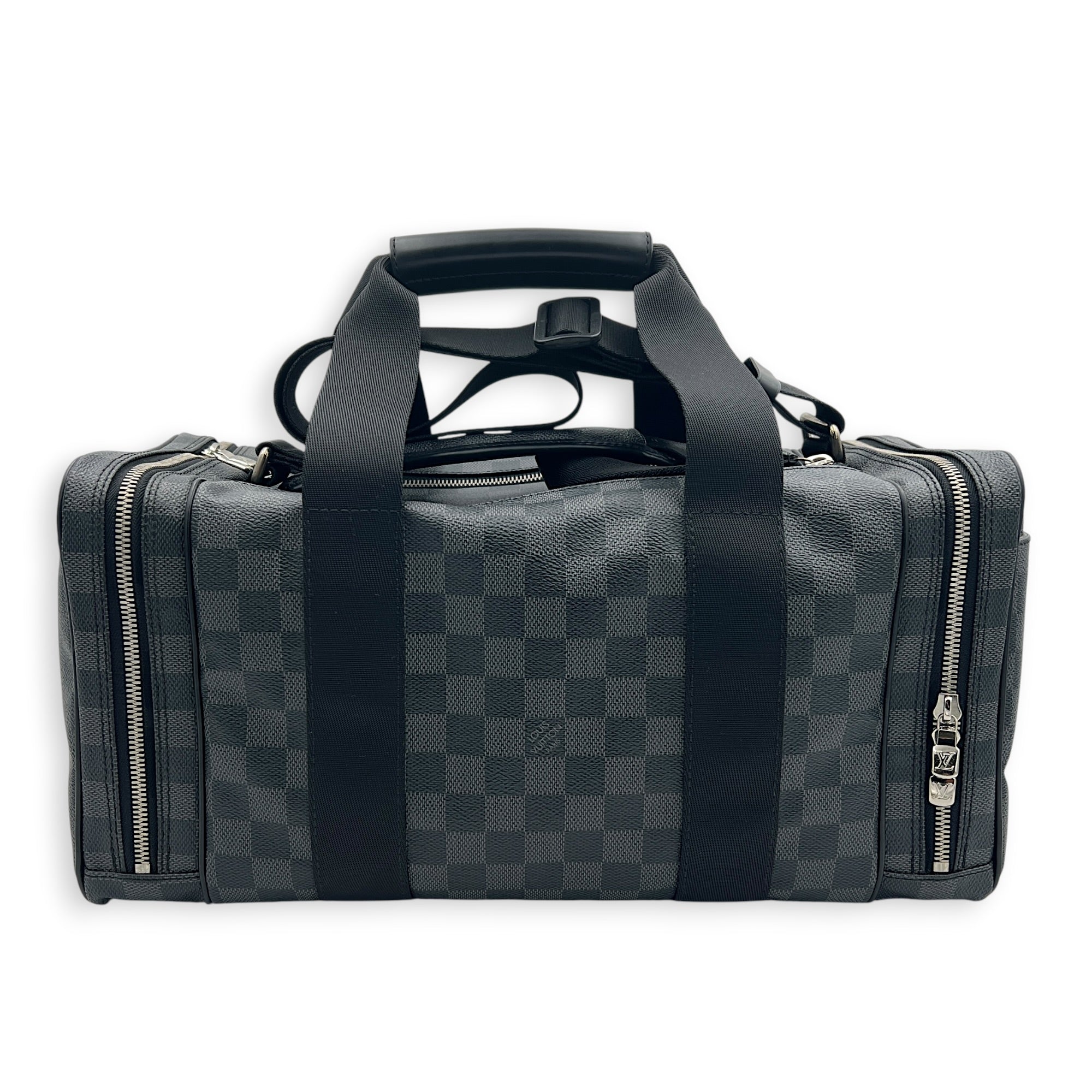 ICare Top Handle Bag Black in Coated Canvas, Silver hardware