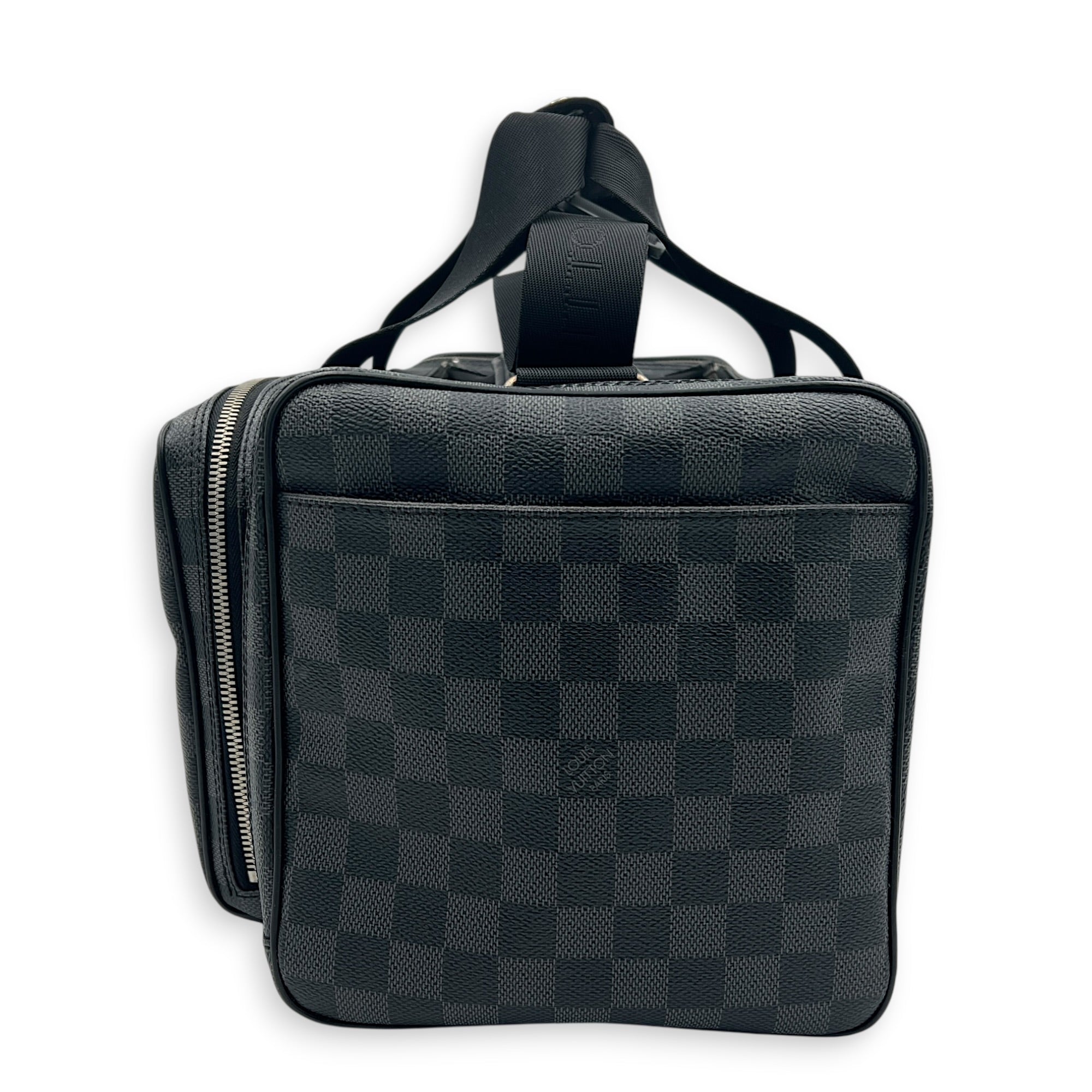 ICare Top Handle Bag Black in Coated Canvas, Silver hardware