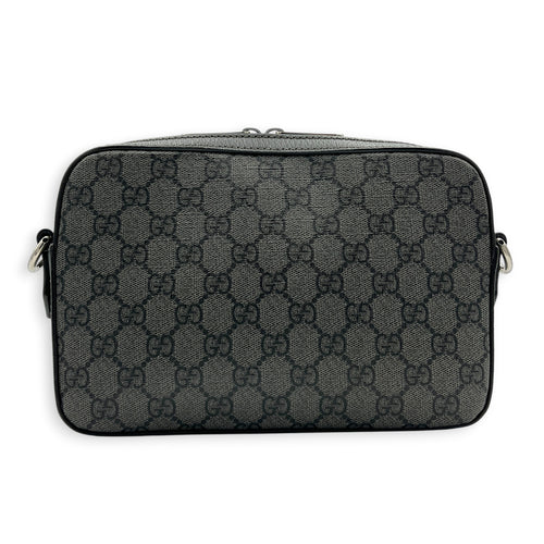 Ophidia Grey Crossbody Bag in Coated Canvas, Silver hardware