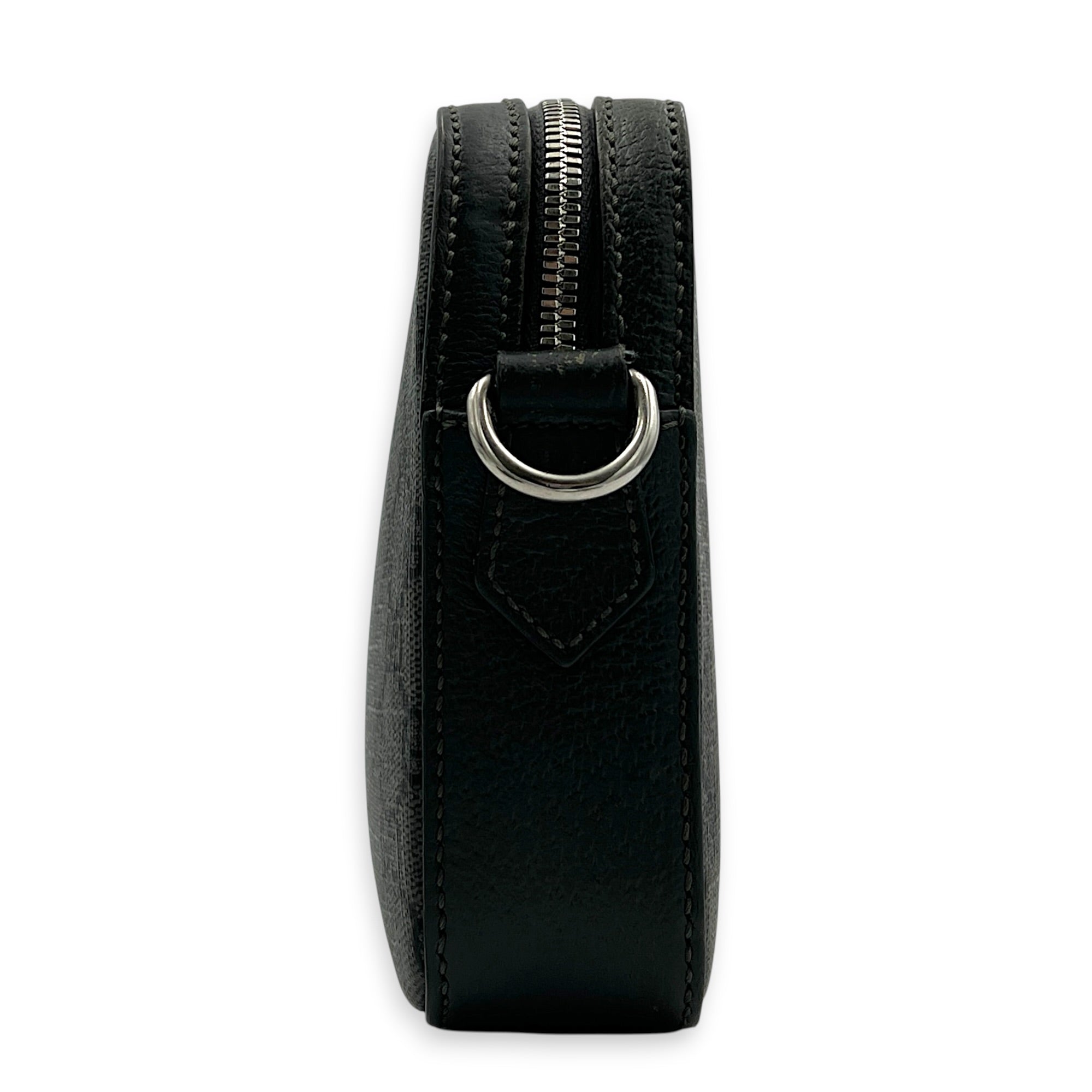 Ophidia Grey Crossbody Bag in Coated Canvas, Silver hardware