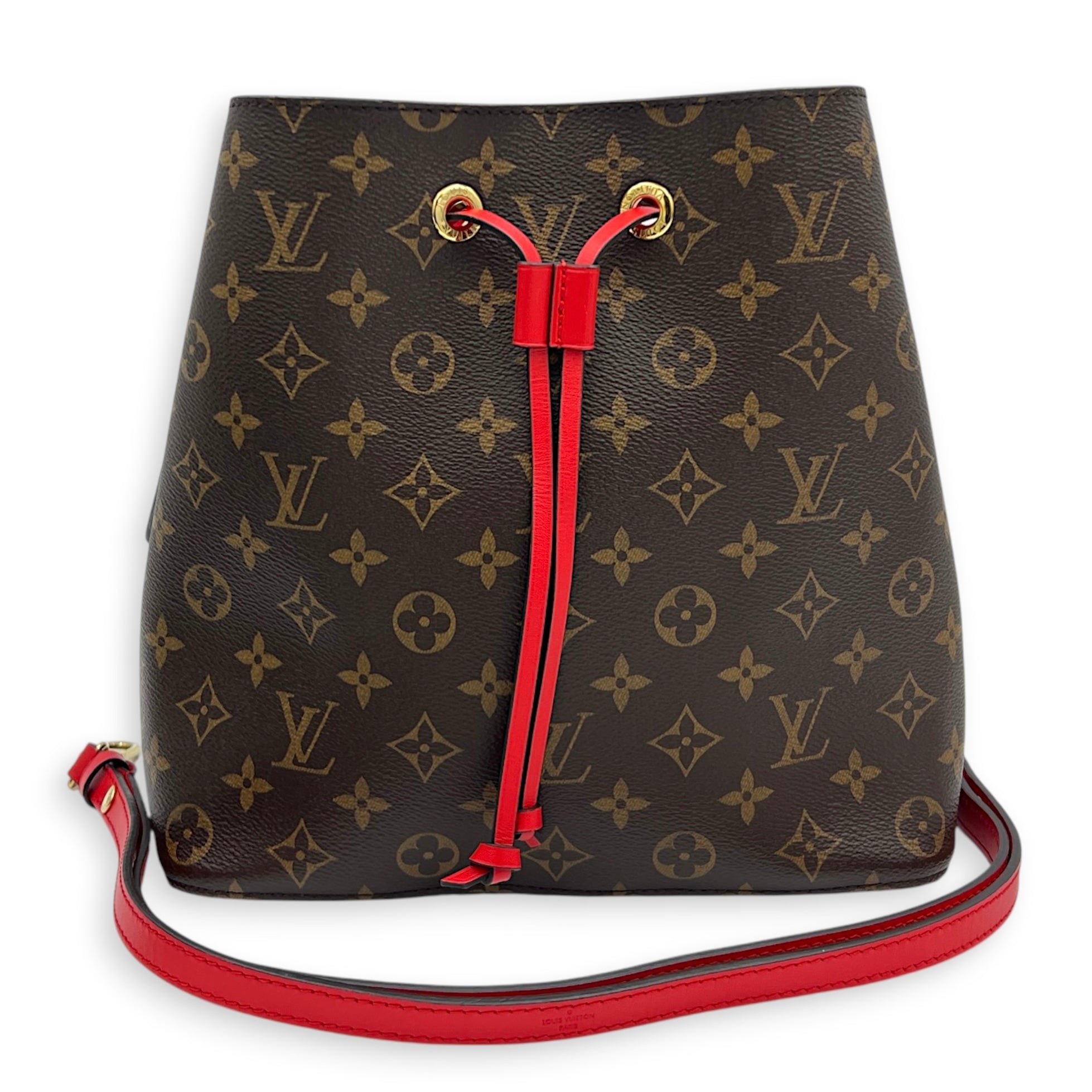 NeoNoe Bucket Bag Brown in Monogram Coated Canvas, Gold hardware