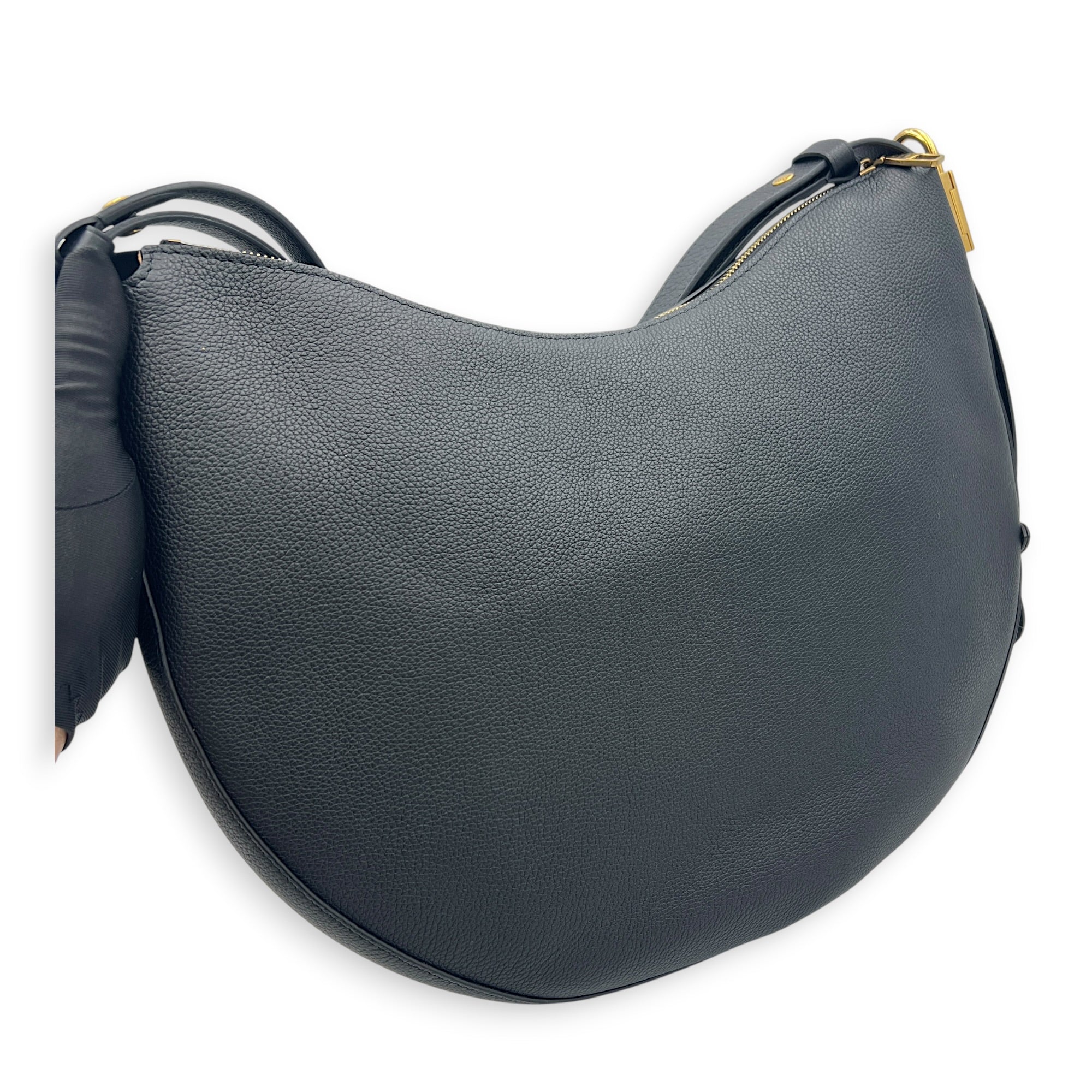 Low Key Cookie Shoulder Bag MM Black in Calfskin, Gold hardware