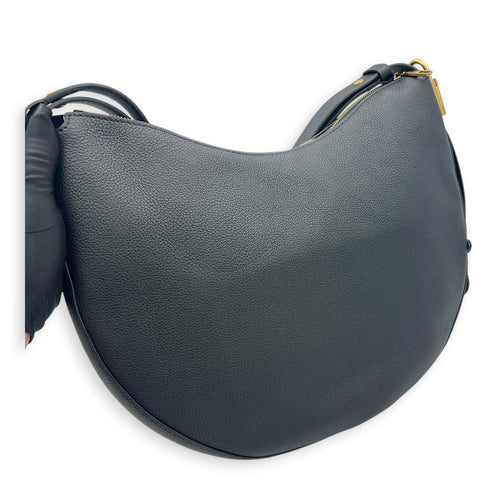 Low Key Cookie Shoulder Bag MM Black in Calfskin, Gold hardware