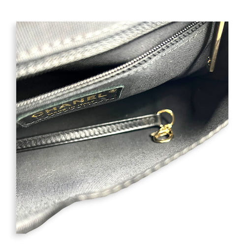 Chic Shopping Black Top Handle Bag in Calfskin, Gold hardware