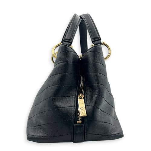 Chic Shopping Black Top Handle Bag in Calfskin, Gold hardware