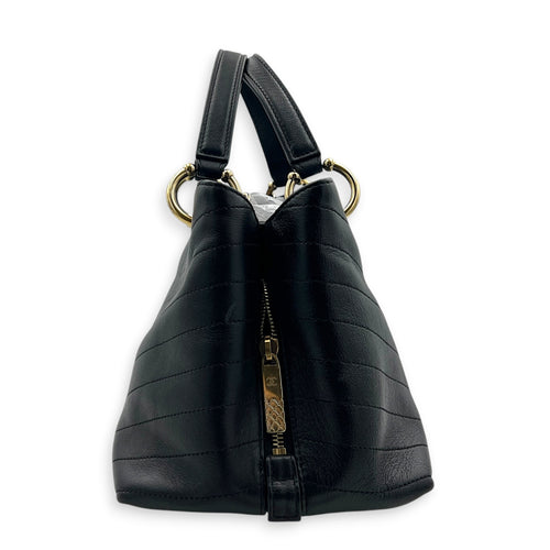 Chic Shopping Black Top Handle Bag in Calfskin, Gold hardware