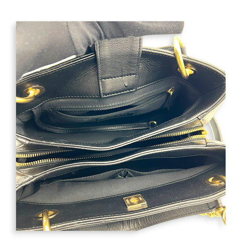 Chic Shopping Black Top Handle Bag in Calfskin, Gold hardware