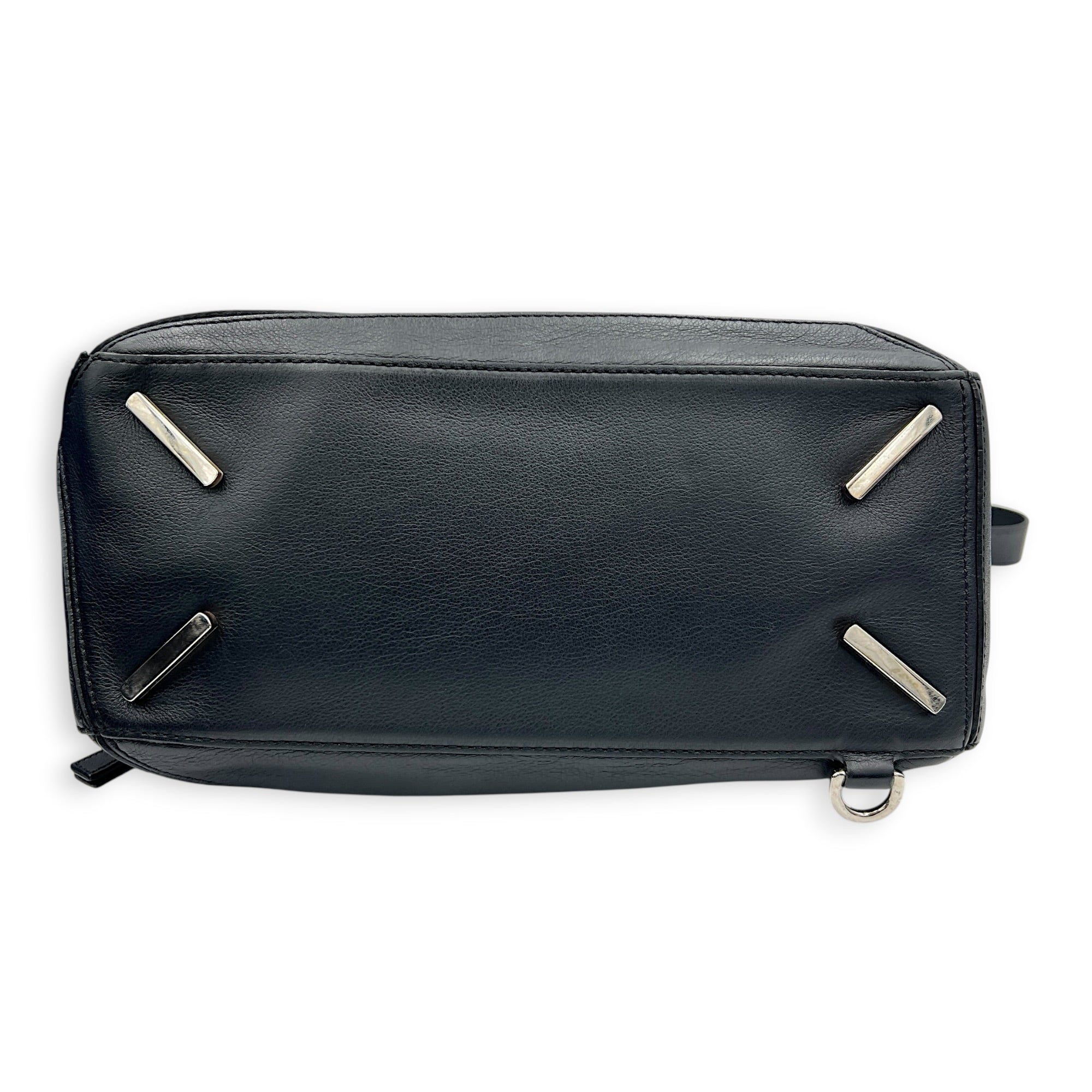Puzzle Shoulder Bag Black in Calfskin, Silver hardware