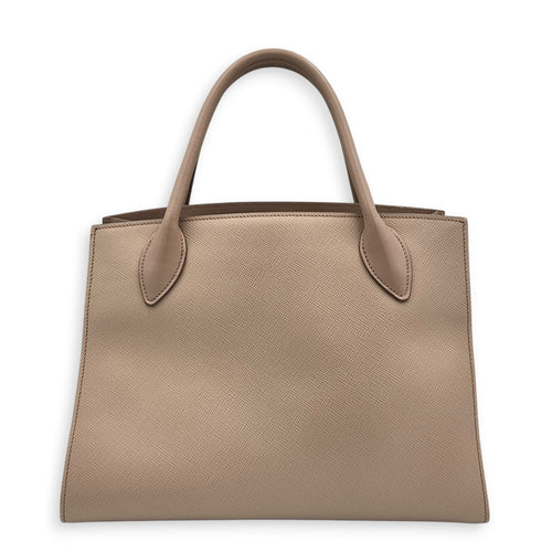 Logo Monochrome Pink Top Handle Bag in Saffiano Leather, Gold hardware