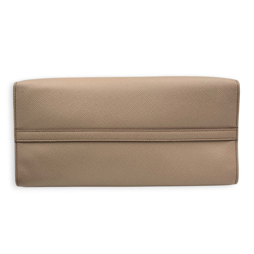 Logo Monochrome Pink Top Handle Bag in Saffiano Leather, Gold hardware