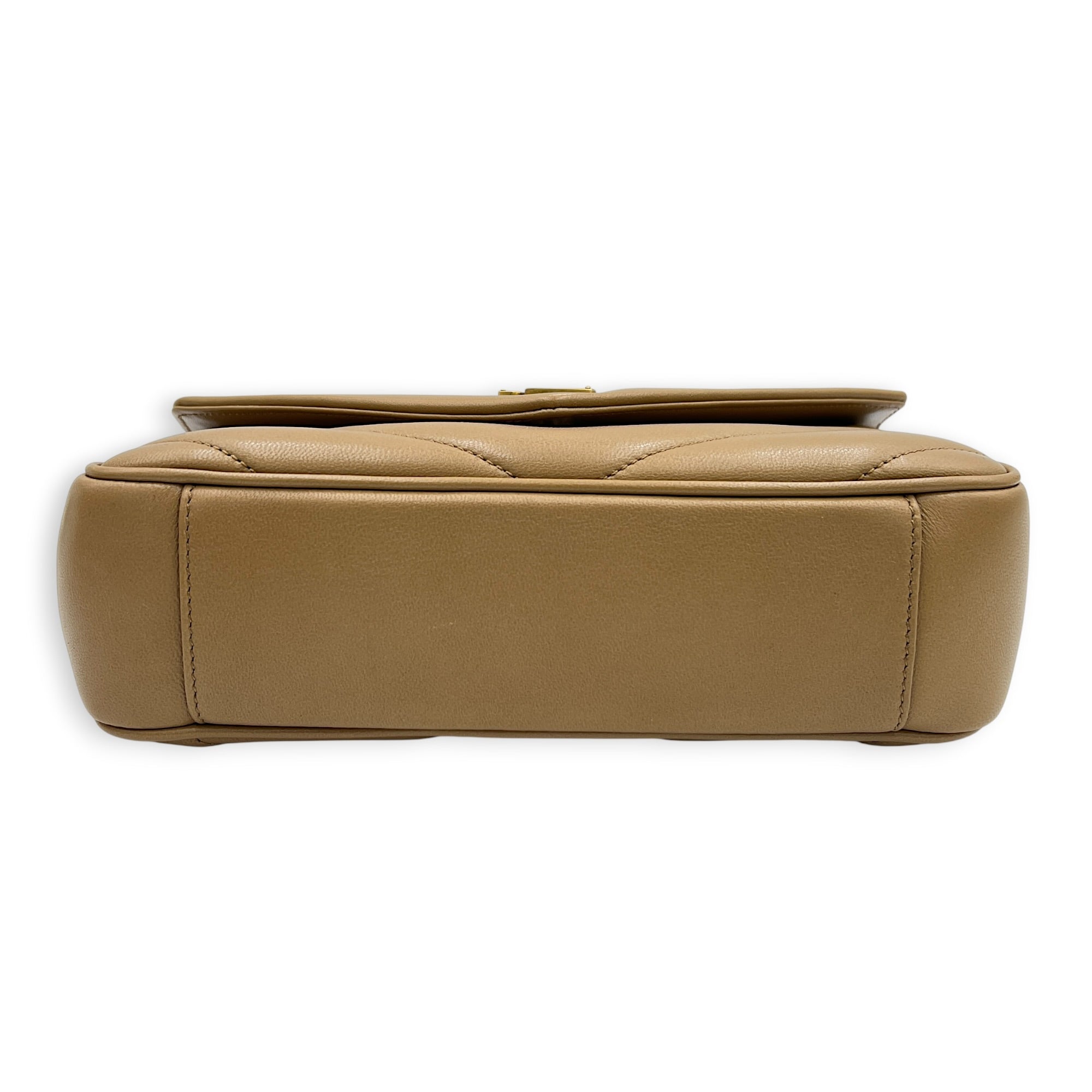 Loulou Shoulder Bag Beige in Lambskin, Gold hardware