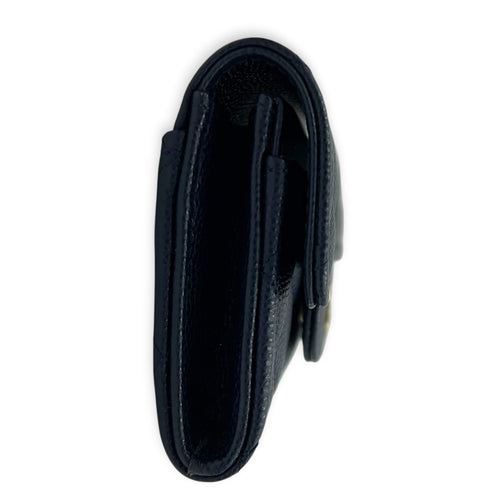 CC Blue Card Wallet in Caviar Leather, Gold hardware