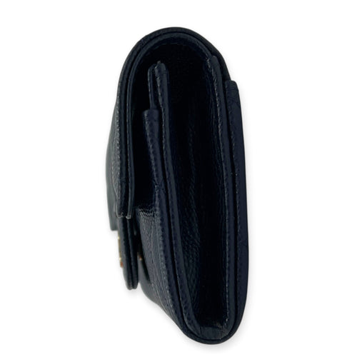CC Blue Card Wallet in Caviar Leather, Gold hardware