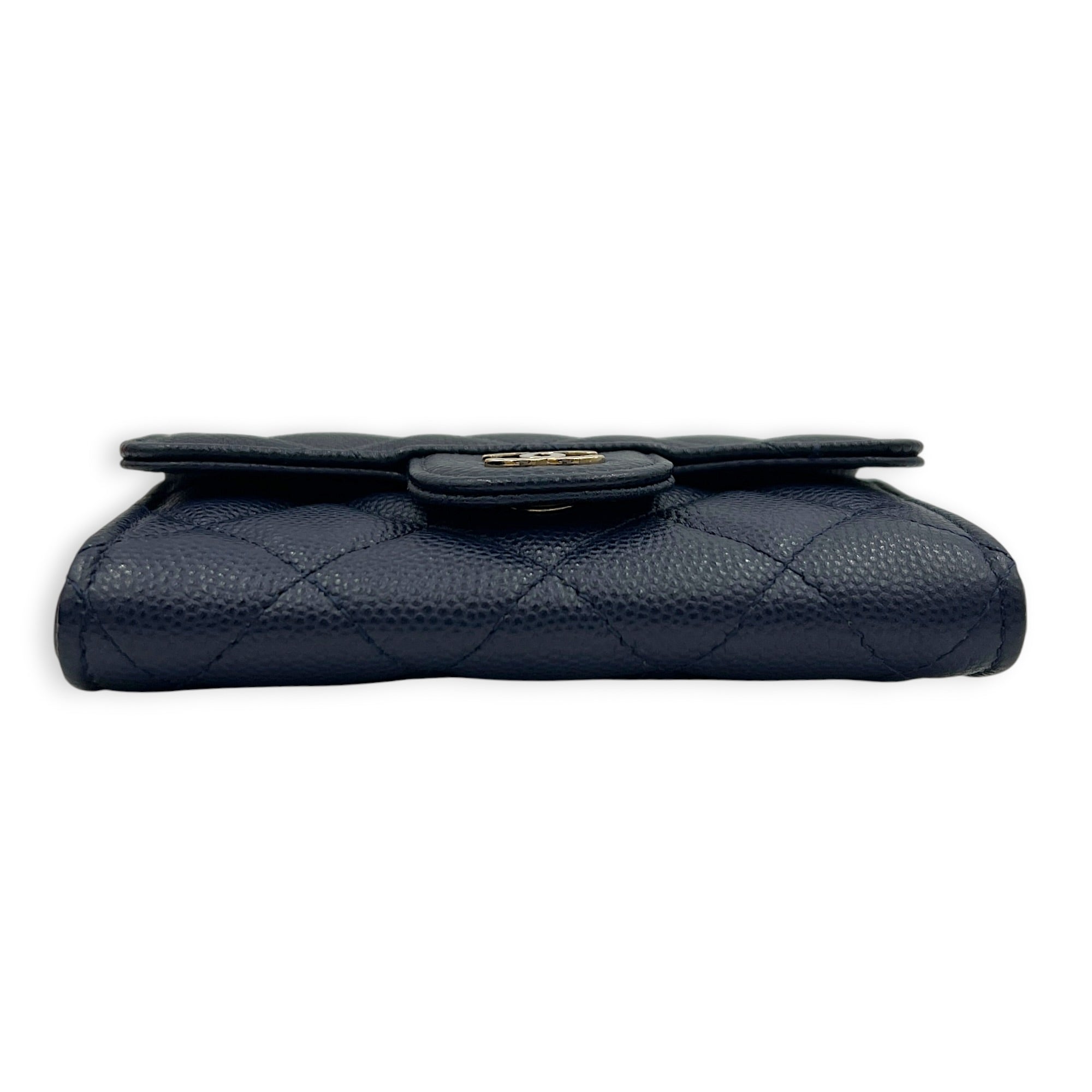 CC Blue Card Wallet in Caviar Leather, Gold hardware