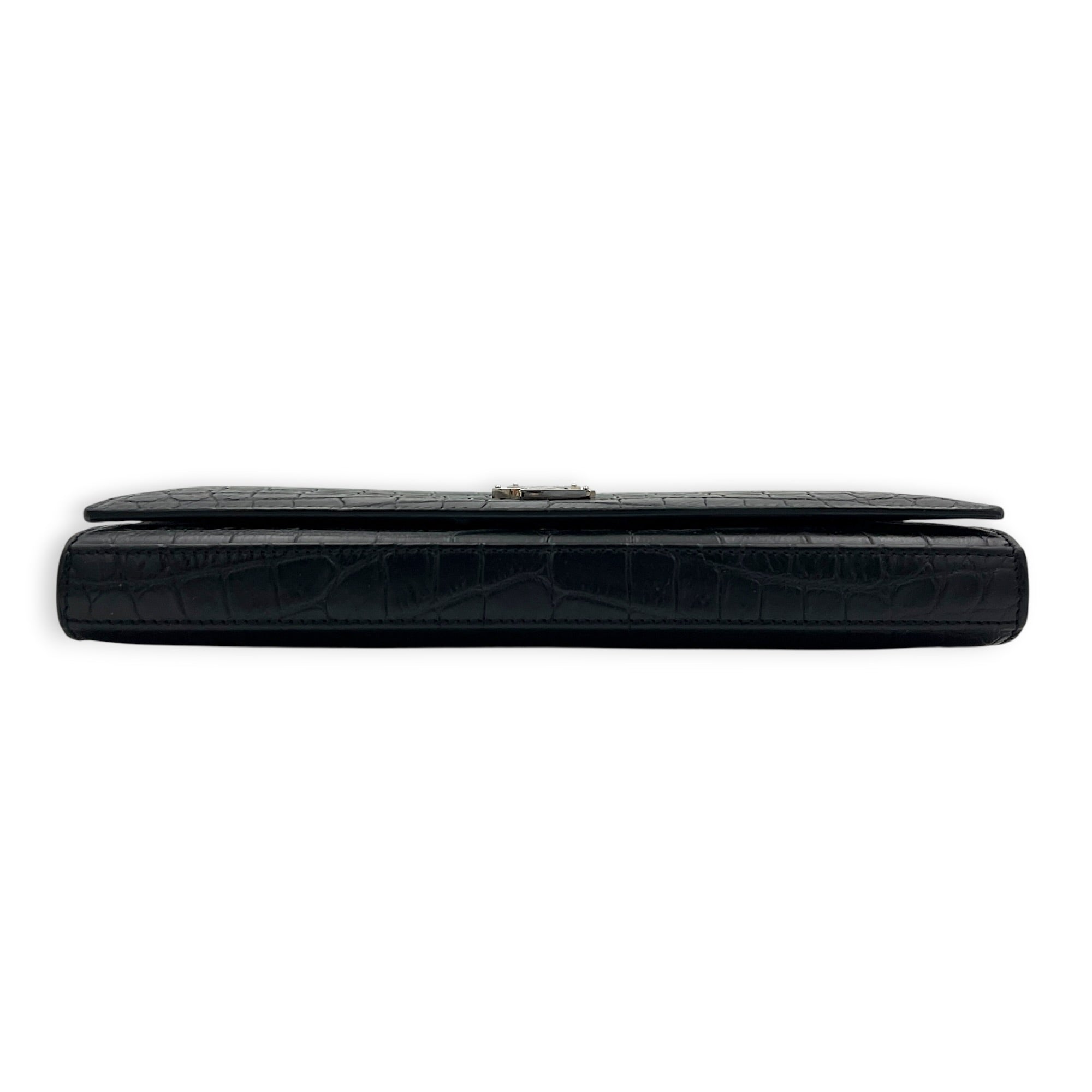 Cassandre Wallet On Chain Black in Calfskin, Silver hardware