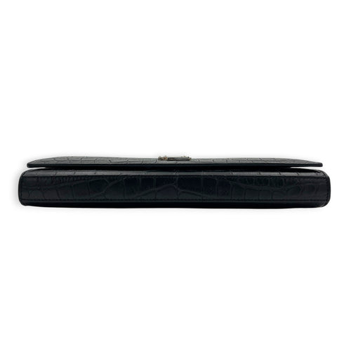 Cassandre Wallet On Chain Black in Calfskin, Silver hardware