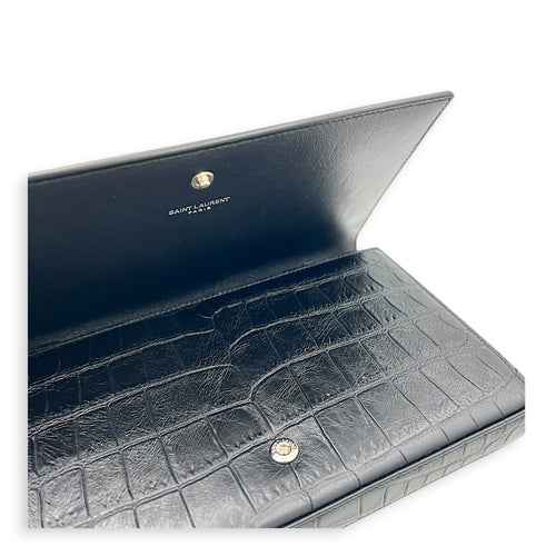 Cassandre Wallet On Chain Black in Calfskin, Silver hardware