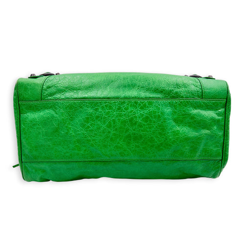 Velo Top Handle Bag Green in Calfskin, Ruthenium hardware