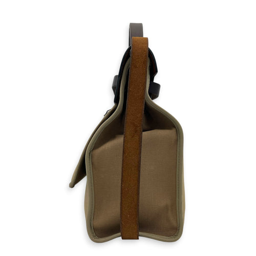 Herbag 31 Etoupe/Ebene Top Handle Bag in Canvas, Palladium hardware