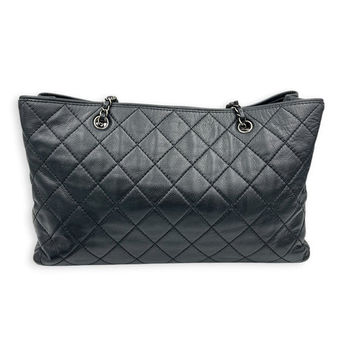 CC Quilted Tote Bag Black in Caviar Leather, Ruthenium hardware