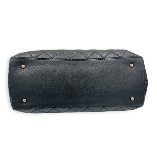 CC Quilted Tote Bag Black in Caviar Leather, Ruthenium hardware