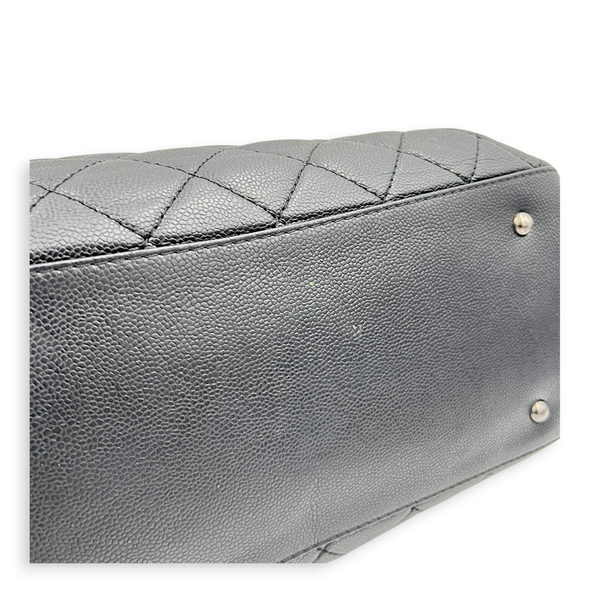 CC Quilted Tote Bag Black in Caviar Leather, Ruthenium hardware