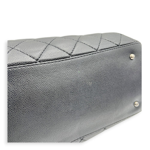 CC Quilted Tote Bag Black in Caviar Leather, Ruthenium hardware