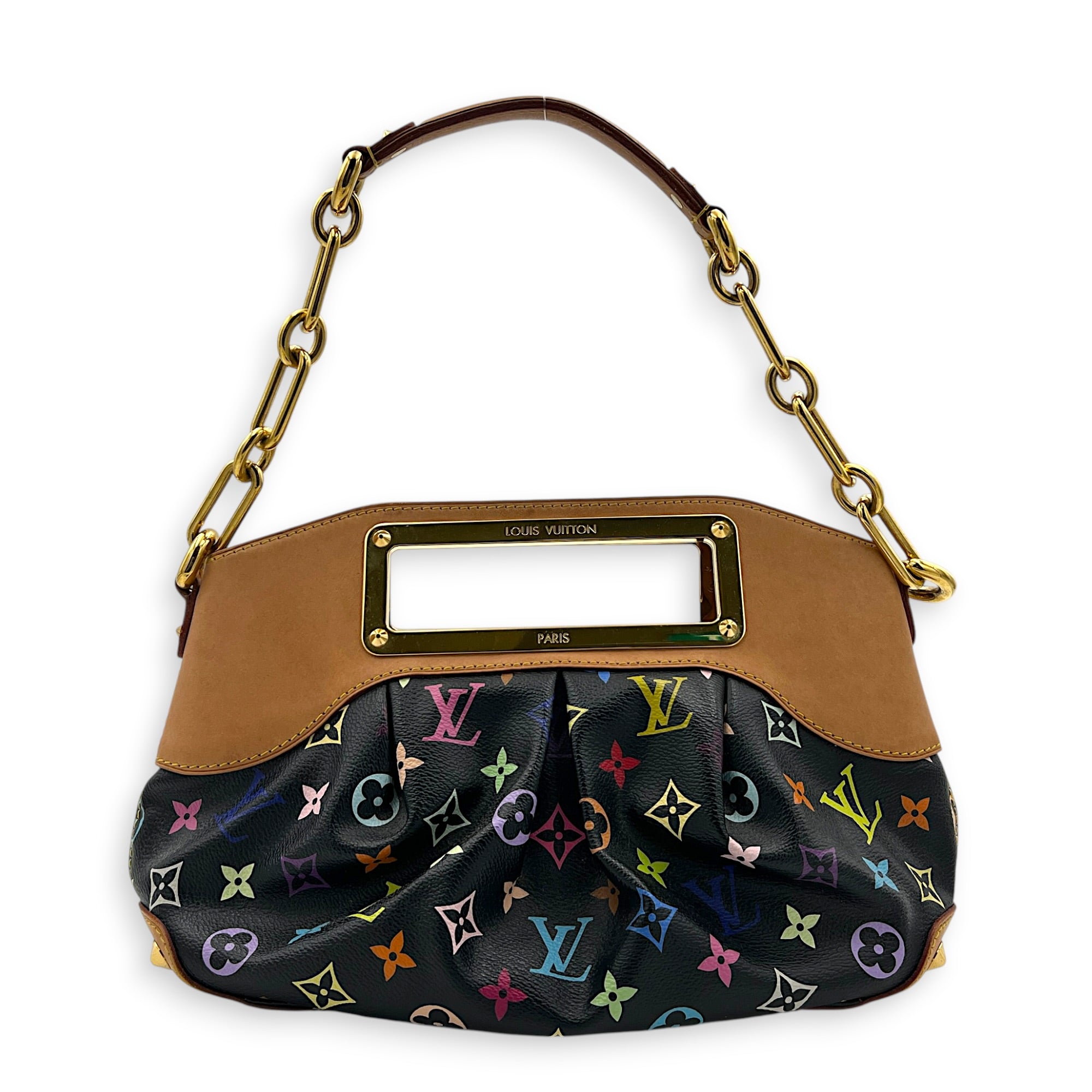 Judy Top Handle Bag Multi-colour in Coated Canvas, Gold hardware