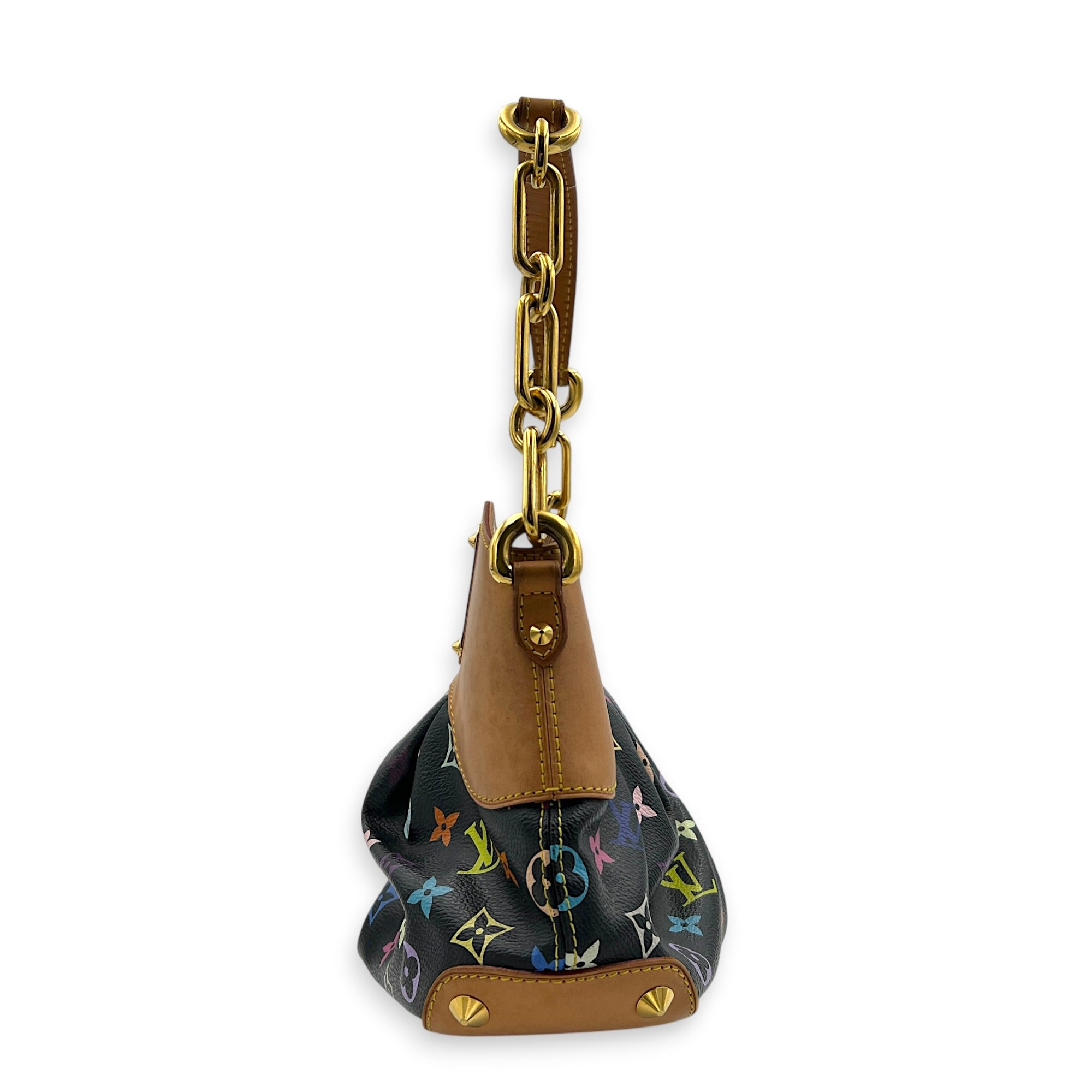 Judy Top Handle Bag Multi-colour in Coated Canvas, Gold hardware