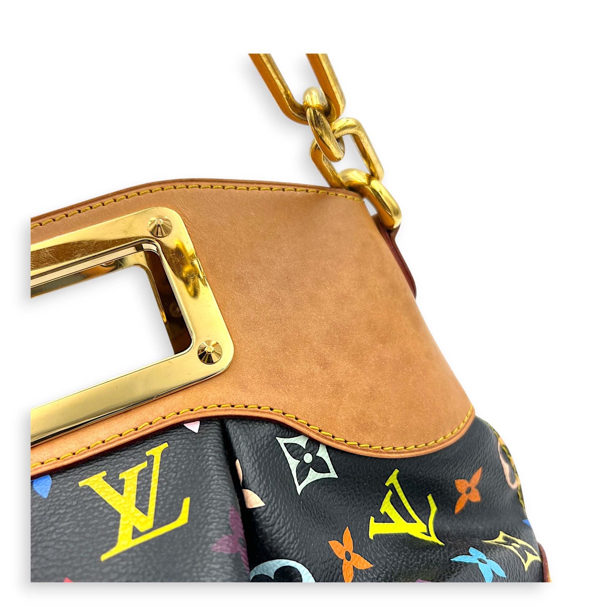 Judy Top Handle Bag Multi-colour in Coated Canvas, Gold hardware