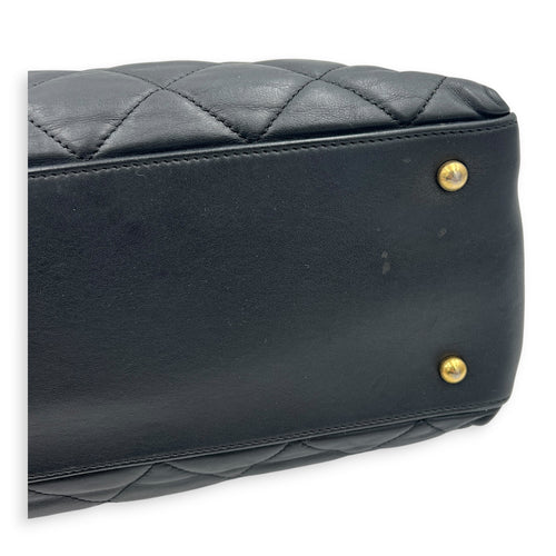 Soft Elegance Black Shoulder Bag in Calfskin, Gold hardware