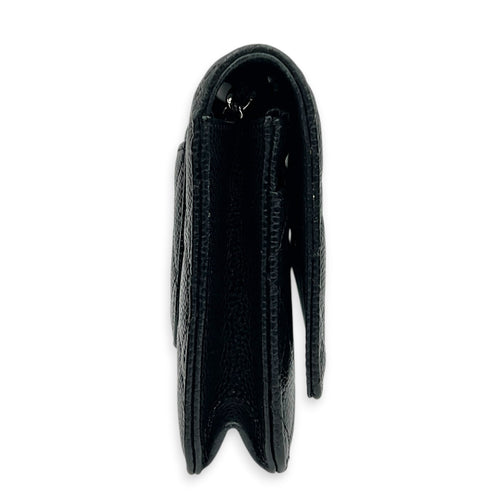 Classic Wallet On Chain Black in Caviar Leather, Silver hardware